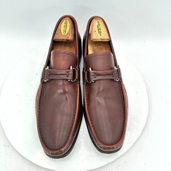 Salvatore Ferragamo Men Size 8.5 Brown Leather Horsebit Loafer Dress Shoes - Picture 1 of 12